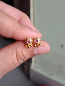 Gold-Plated Floral Stud Earrings
