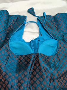Elegant Blue Blouse Brocade