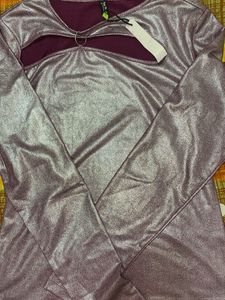 Sparkly Cutout Long Sleeve Top