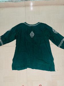 Green Embroidered Tunic Top