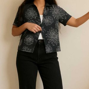 Floral Black Shrug Type Shirt For Summers