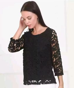 Casual Regular Sleeve Black Top