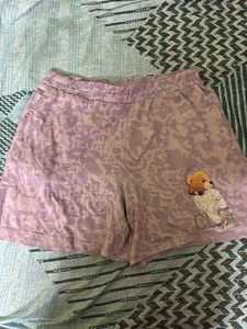 Cute Purple Panda Graphic Print Shorts – Small Siz