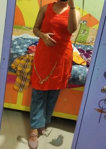 Sleeves Kurta🌈🌈 | Orange Kurti