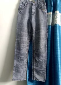Black Crushed Denim Trousers