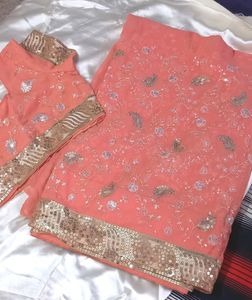 Peach Saree