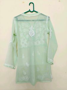 Mint Green Embroidered Tunic Top