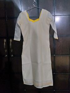 White And Yellow Kurta Set