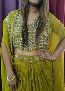 Chartreuse Embellished Indo Western Set