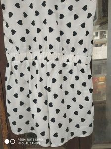 White Jumpsuit black heart Print