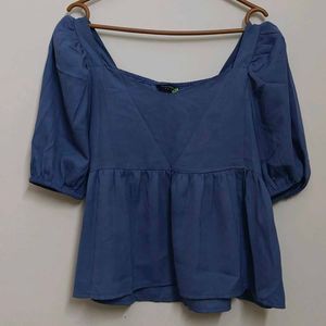Tokyo Talkies Solid Blue Top