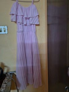 Lavender Off-Shoulder Ruffle Maxi Dress