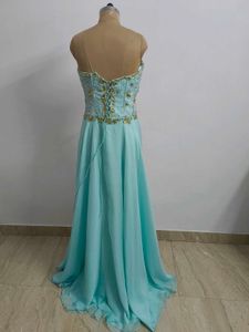 Aqua Embellished High-Low Dress