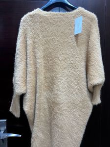 Stylish Beige Knit Tunic Top