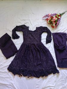 Elegant Purple Anarkali Kurta Set