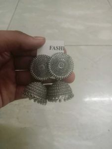 Silver Jhumka Earrings