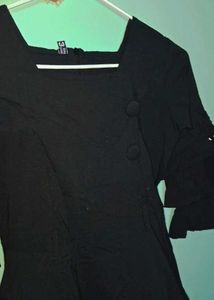 Mini Black Dress with Bell Sleeves