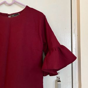 Red Bell Sleeves Top