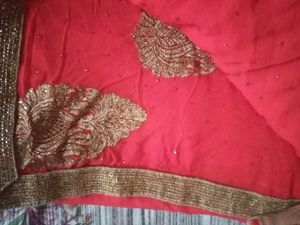 Red Bridal Saree With BLOUSE &amp; PETICOAT