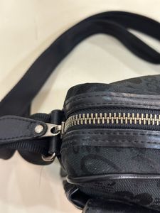 Auth Moschino Black Leather Messenger Bag
