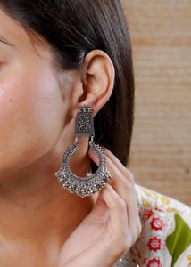 Oxidized Silver Jhumka Earrings