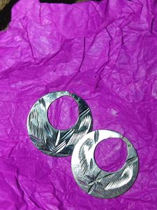 Silver Etched Hoop Earrings NATTIYA