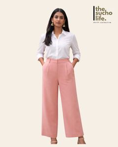 Elegant Pink Wide-Leg Trousers Women
