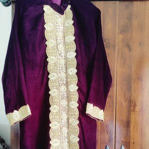 Elegant Purple Velvet A-line Kurta
