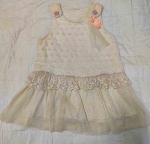 Cream Lace Dress with Flower Detail