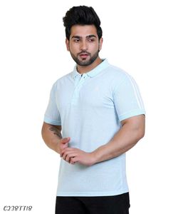 Matty Solid Half Sleeves Mens Polo Neck T-Shirt