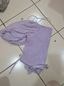 Cute Lavender Polka Dot Crop Top