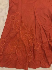 Marks and Spencer Orange Embroidered Skirt