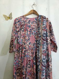 Pink Floral Anarkali Kurta Set