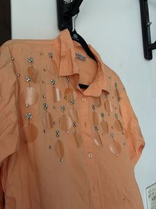 Orange Embellished Shirt