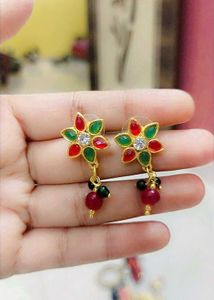 3 Combo Gold Jhumka Earrings with Ruby &amp; Emeral