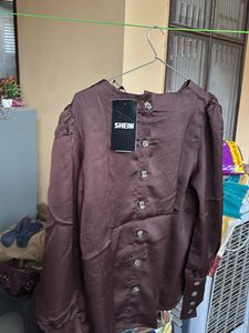 Elegant Brown Long Sleeve Top