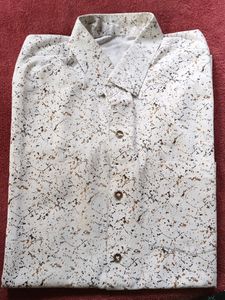 White Cotton Printed Shirt