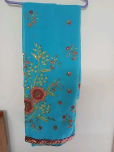 Casual Saree With Chumky Work Unused