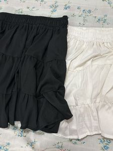 White and black Tiered Mini Skirt
