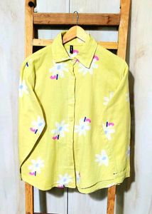 Floral Yellow Button-Down Shirt-40-42