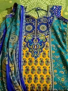 Beautiful Blue Top And Dupatta Set