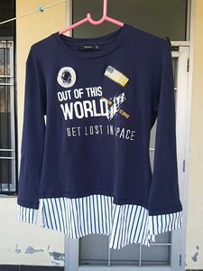 Navy Graphic Print Top