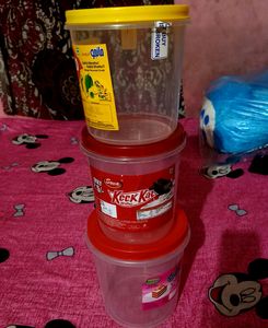 3D METRO SUPER STORE Plastic Grocery Container -10000ml, 7500ml,7500ml (Pack Of 3, Red, Yellow)