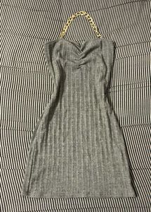 Grey Ribbed Mini Dress