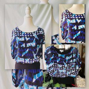 Chic Abstract Print Blouse for Women