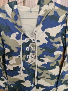 Camo Print Dress With Hood