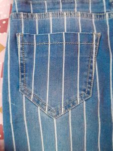 Striped Distressed Jeans
