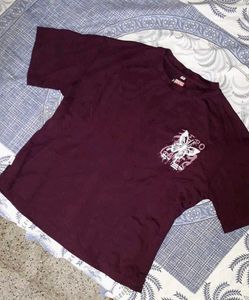 Maroon Graphic Print T-shirt