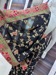 Black Embroidered Saree
