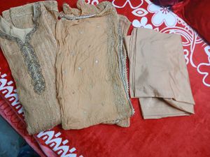 Beautiful Tan Suit Set With Dupatta